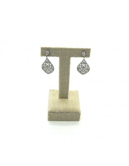 Pendientes plata lágrima fantasía mantilla circonitas