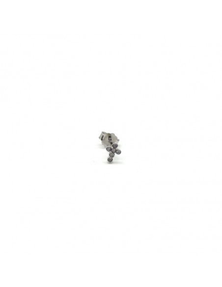 Pendientes plata piercing cruz circonitas