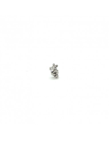 Pendientes plata piercing cruz circonitas - Tamaño: 6x4mm. Diseño sencillo y minimalista