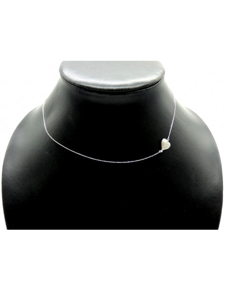 Gargantilla corazón "Te quiero" oro blanco 18k - 42 cm