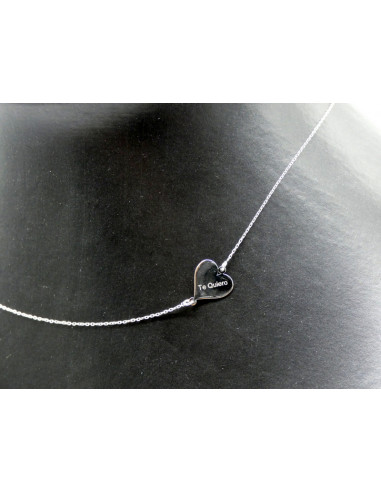 Gargantilla corazón "Te quiero" oro blanco 18k I Orocash Joyería