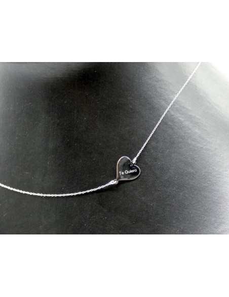 Gargantilla corazón "Te quiero" oro blanco 18k I Orocash Joyería