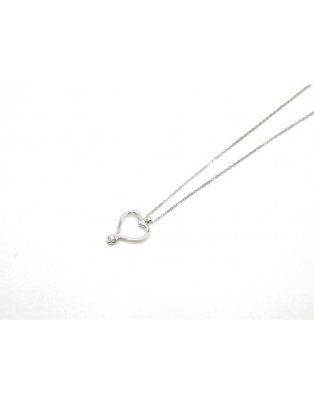 Gargantilla corazón con brillante oro blanco 18k - 44 cm