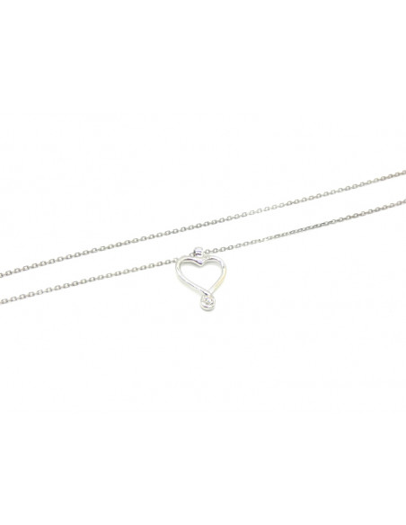 Gargantilla corazón con brillante oro blanco 18k