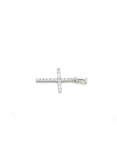 Colgante cruz circonitas oro blanco